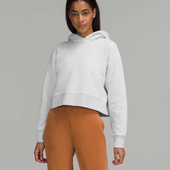 ❤️LULULEMON LOUNGEFUL CROPPED HOODIE/JACKET-HEATHERED ULTRA LIGHT GREY-10/12❤️ - Picture 6 of 16